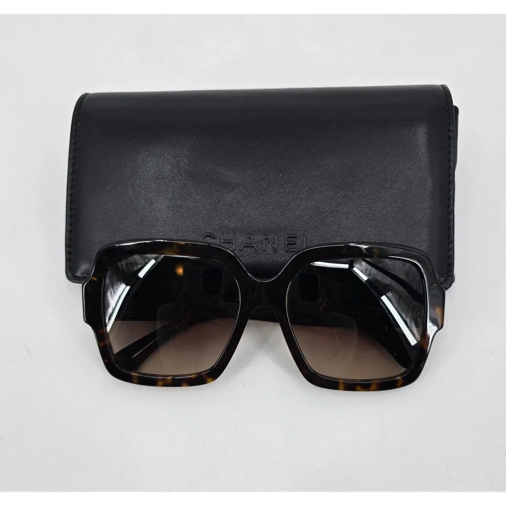 Chanel 5479 Oversized Square Sunglasses Dark Havana Brown Gold CC 56mm